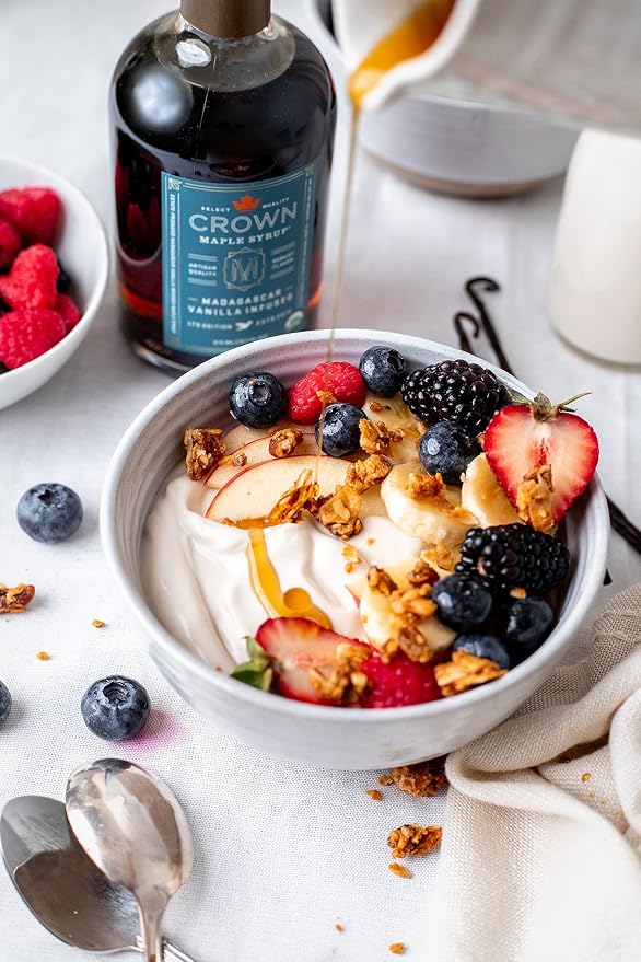 Crown Maple Certified Organic Madagascar Vanilla Infused Maple Syrup, Pure, Gluten Free, No Preservatives, Non-GMO Pairs well with Pancakes, Coffee, Cocktails & Brunch, 12.7 Fl Oz (Pack of 1) - Image 4