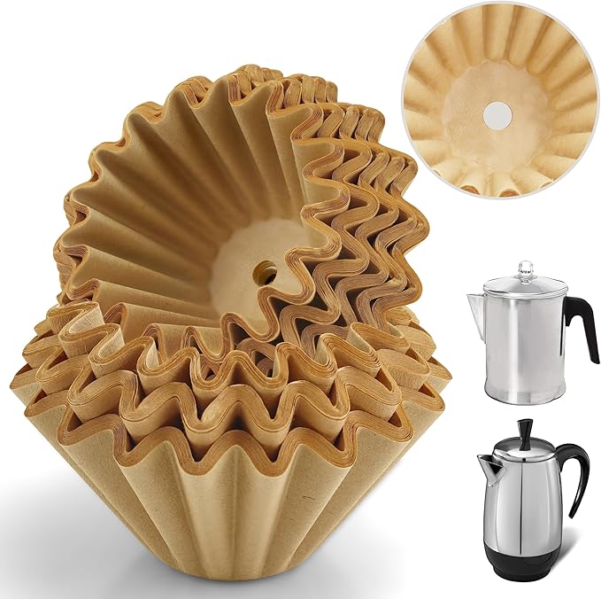 Coffee Filters Compatible with Farberware Coffee Percolator, 150 Pcs Unbleached Perforated Filters