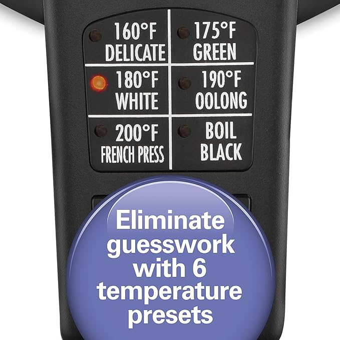 Hamiton Beach 1.7 Liter Variable Temperature Electric Kettle for Tea and Hot Water, Removable Mesh Filter, Cordless, Keep Warm, Auto-Shutoff and Boil-Dry Protection, Black Stainless Steal (41027R)