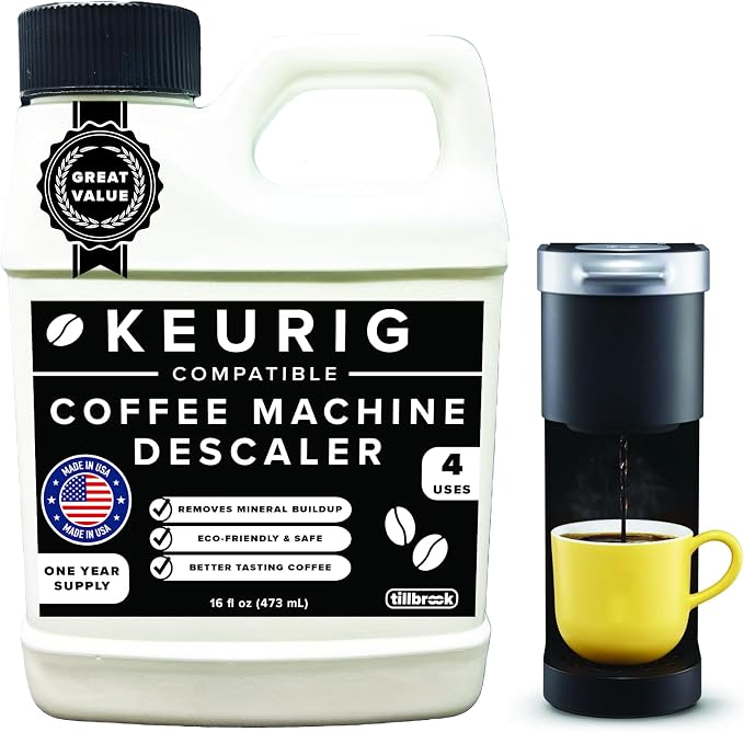 Tillbrook Coffee Machine Descaler - 1 YEAR SUPPLY Concentrated Descaler for Keurig - 16oz Coffee Maker Cleaner for Breville, Nespresso, Delonghi, Espresso Machine - 4 Uses - Safe, Natural, Effective by Unknown