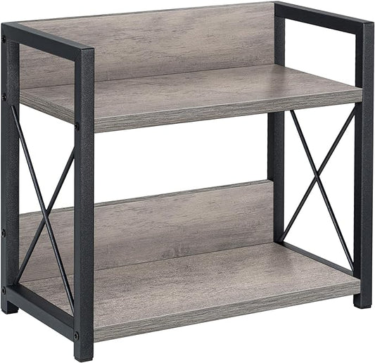 Giikin Countertop Shelf Organizer, 2 Tier Kitchen Spice Rack for Countertop, Wood Coffee Counter Shelf for Home, Particle Board and Metal, Grey, Small