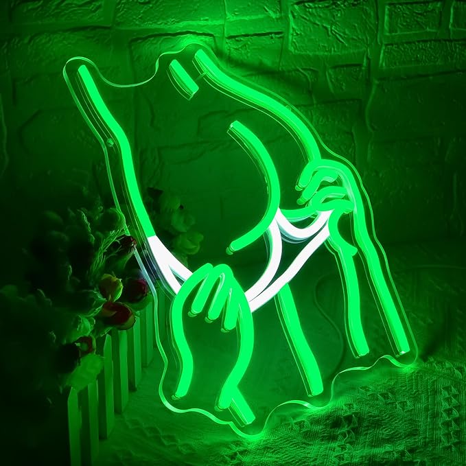 Lady Body Neon Signs for Wall Decor Woman Body LED Light Sign Lady Bathroom Light Up Sign for Girls Room Decor Green Neon Signs for Bedroom Bathroom Party Preppy Wall Art Size 13.8 * 11in(GLND357)