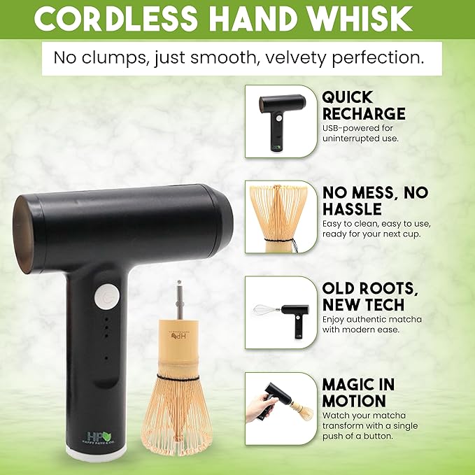 Matcha Electric Whisk Set - Rechargeable Handheld Frother with Whisk and Holder | Automatic Stirrer for the Perfect Blend | Handheld Frother for Matcha Tea Lovers (Electric Matcha Whisk)