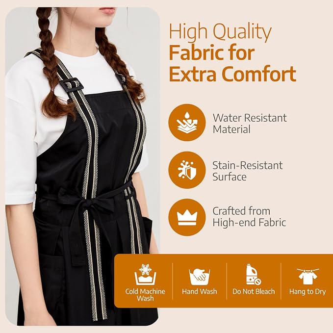 Premium Apron for Nail Techs, Hairstylists, Artists - 360 Full Coverage with Elastic Straps and 2 deep pockets - Image 4