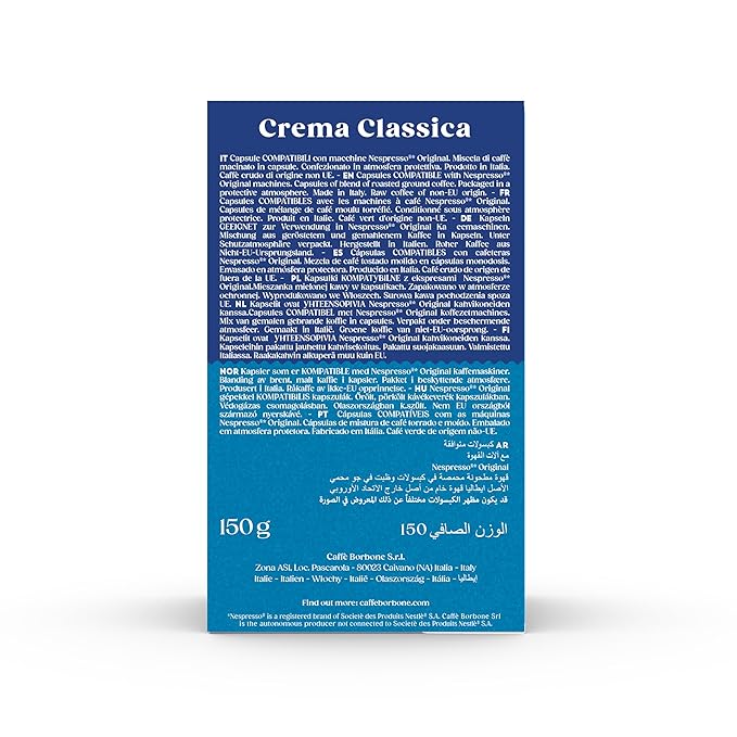 Caffè Borbone Crema Classica Aluminum Capsules Compatible with Nespresso Original Machines, Medium Roast, 30 Count
