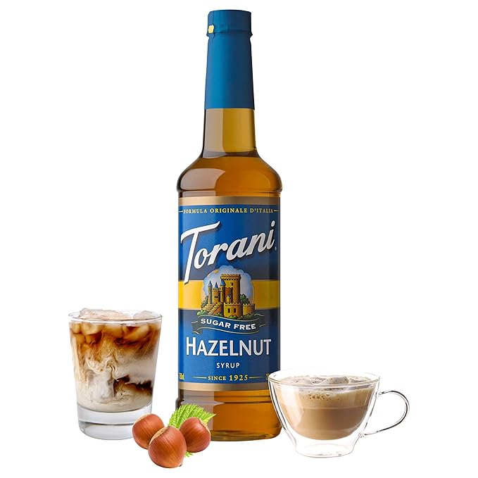 Torani Sugar Free Hazelnut Flavored Drink Syrup, 25.4 fl oz (Pack of 4)