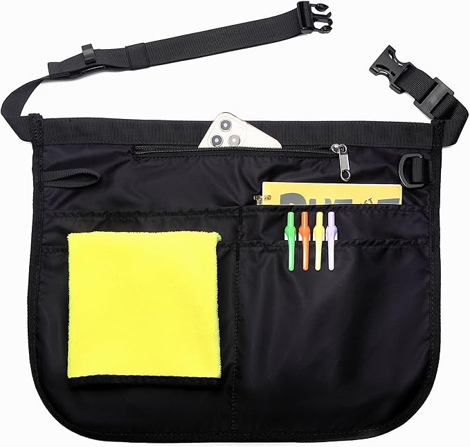 Waterproof Server Apron for Women with 5 Pockets,Quickly Put on and Take off Waitress Aprons,Work Apron for Bartender Barista
