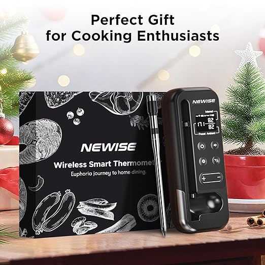 Bluetooth Meat Thermometer with Smart APP, 800FT Wireless Range & LCD Base, Rechargeable Probe, Digital Food Thermometer for BBQ, Grill, Birthday Gifts for Men Dad Him
