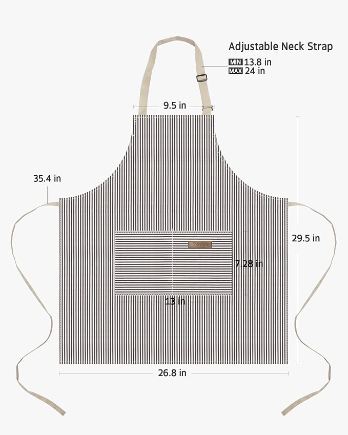 Syntus Apron for Men Women, Adjustable Cooking Kitchen Apron with 2 Pockets | Machine Washable, Firm Stitching, Stain Resistance, Long Tie Straps, 2 Pockets, Versatility, Unisex Use, Gift, BBQ - Image 2