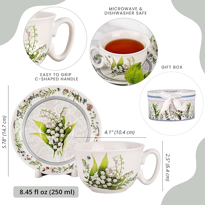 STP GOODS Bone China Tea/Coffee Cup and Saucer in Gift Box Tea Cup and Saucer Set of One