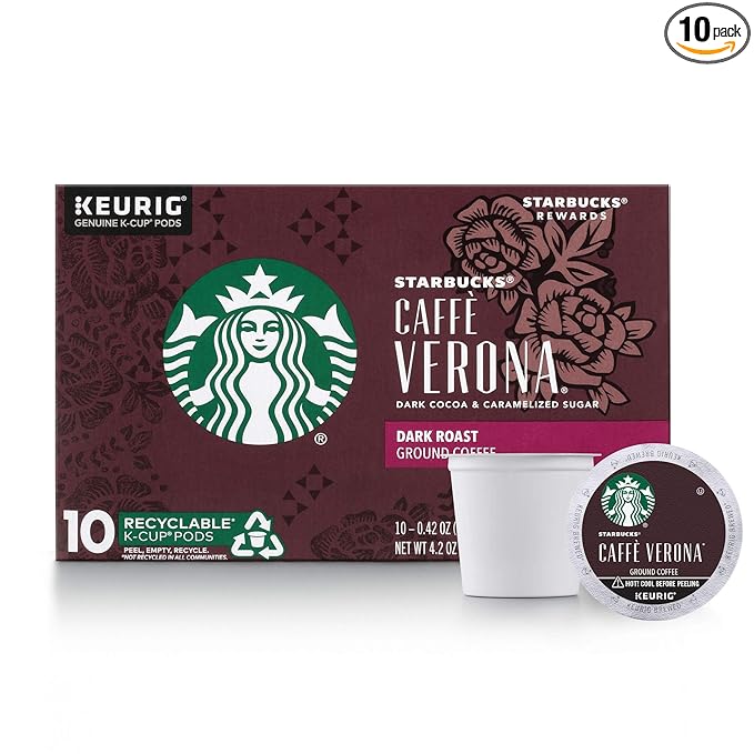 Starbucks Dark Roast K-Cup Coffee Pods — Caffè Verona for Keurig Brewers — 1 box (10 pods)