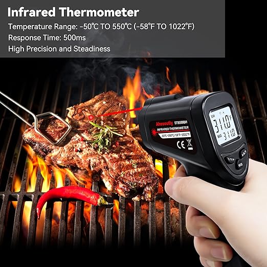 Infrared Thermometer Temperature Gun (NOT for Humans) -58℉~1022℉ (-50℃～550℃) Non-Contact Laser Instant-Read Digital Laser Infrared Ir Thermometer with Backlight(Black)