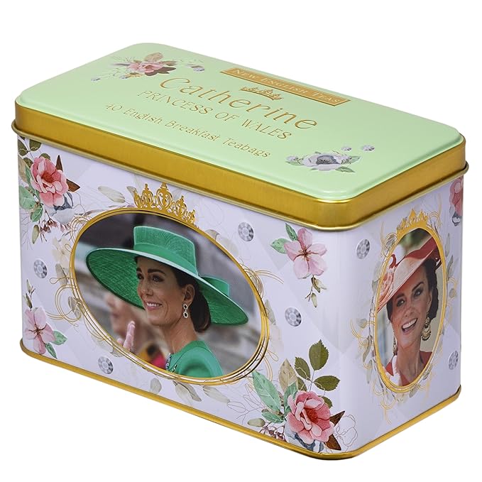 New English Teas Catherine, Princess of Wales Tea Tin with 40 English Breakfast Teabags