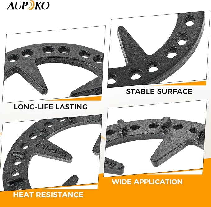 Aupoko Wok Ring for Gas Stove Compatible with Bialetti Moka Pot Accessories Smaller Pans Espresso Makers (5.04-Inch) Cast Iron Heat Diffuser Wok Stand