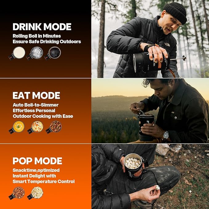 Electric French Press Coffee Maker, 120V Boil Water & Press Coffee 2-in-1, Portable Design for Camping, Travel, 6 Minute Brew Ready