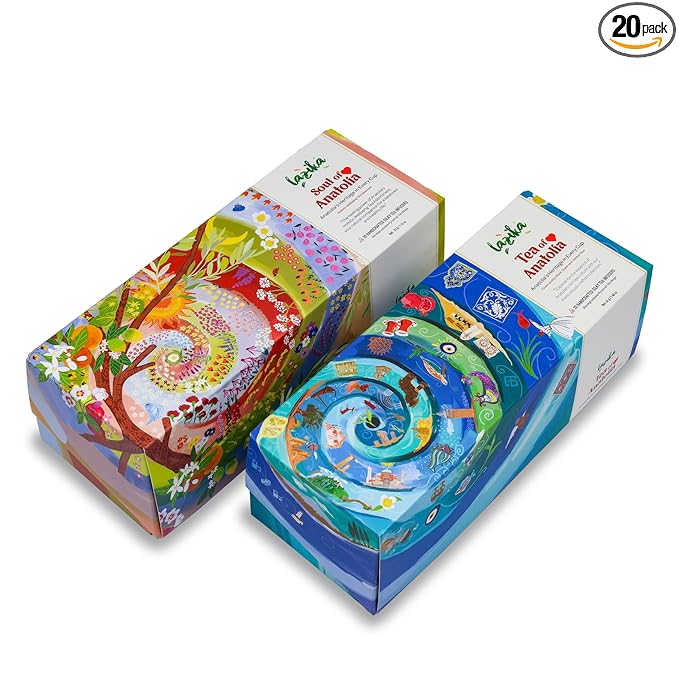 Lazika Tea Variety Pack with Lovely Presentation Box Pack of 2, Black, Green and Herbal Tea Sampler Gift Set, 10+10 Counts, Premium Collection with Pyramid Infuser Bag