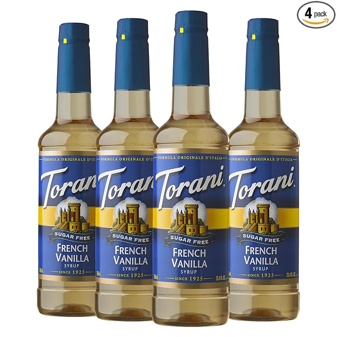 Torani Sugar-Free Syrup, French Vanilla, 25.4 Fl Oz Bottle (Pack of 4)