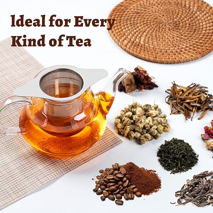 Loose Leaf Tea Infuser with Lid Set of 2, Ultra-Fine Mesh Tea Strainer, Large Capacity, Double Handles, Can be Hung on Teapot, Cup, Gift for Tea Lovers