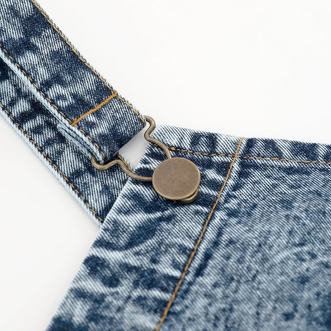 Jeanerlor - Cotton Denim Apron with Pockets for Men - Jean Apron for Hairstylis Cross Straps & Adjustable L to XXL (Denim Blue)