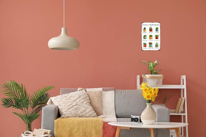 Room Retro Tin Metal Signs Cute Potted Plants Desk Decor therapy office decor office plant decor boho desk accessories aesthetic Mental Health Gentle Reminders Sign 8x12 in - Image 5
