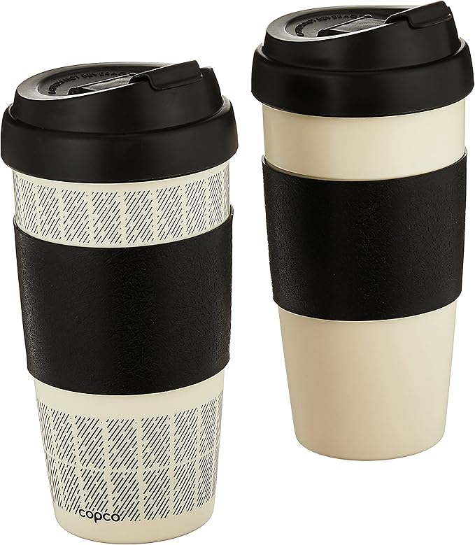 Copco 5237160 Reusable, Insulated Double Wall Travel Mugs 16-ounce White/Black, 2 Count (Pack of 6)