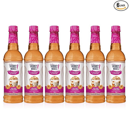 Jordan’s Skinny Mixes Sugar Free Coffee Syrup, Salted Caramel Coffee Flavoring Syrup, Zero Calorie Drink Mix, Lattes, Baking, Protein Shake or Cocktail, Dairy & Gluten Free, Kosher, 25.4 Fl Oz, 6 Pack
