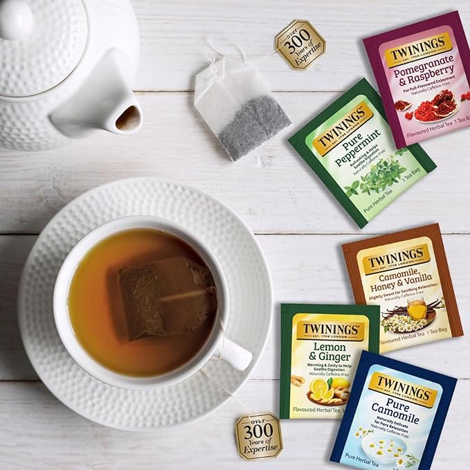 Twinings Herbal Tea Variety Pack - 40 Individually Wrapped Herbal Tea Bags Variety Pack Sampler, 13 Flavors, Caffeine Free (1 Count (Pack of 40))