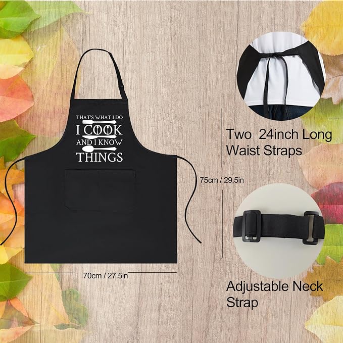 Chef Aprons for Men Women with Pockets, Kitchen Apron for Cooking Grilling Gifts for Dad Mom Birthday Christmas - Image 5
