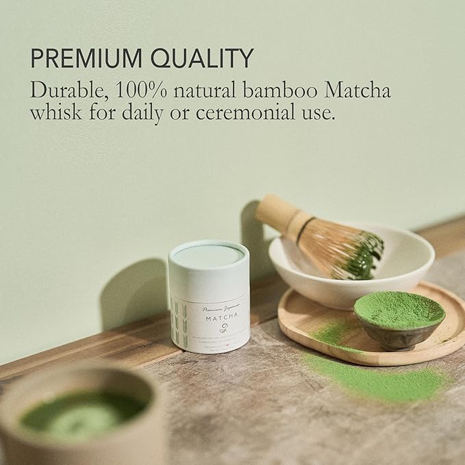 Premium Quality Matcha Chasen Whisk – 100 Prong – Bamboo Whisk For Matcha Tea –Authentic Traditional Bamboo Whisker – Easy To Use and Clean – Matcha Green Tea Whisk For A Perfect Frothy Cup