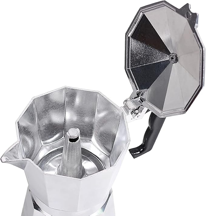 J&V TEXTILES Stovetop Espresso and Coffee Maker, Moka Pot for Classic Italian and Cuban Café Brewing, Cafeteria, (9-Cup)