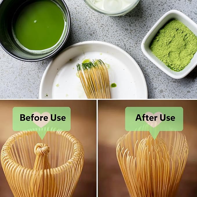 Matcha Whisk Set, 6-Piece Matcha Making Kit, Macha Tea Set, (Chasen Holder), Ceramic Whisk Holder, Matcha Starter Sifter, Bamboo Scoop, Spoon Japanese Tea Tools For Ceremony Gift (Green)