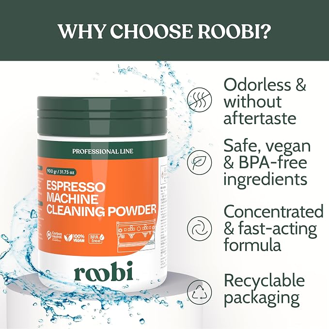 Roobi Professional Espresso Machine Cleaning Powder. Carbon Neutral Espresso Cleaner Powder. Up to 90 uses, 900gr. - Image 8