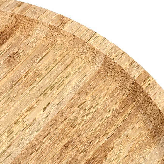 JOIKIT 3 Pack 10 Inch Bamboo Round Platter, Fine Polished Round Wood Plates Bamboo Serving Tray for Holding Fruit, Bread, Cheese, Nut, Coffee, Tea, Plant Saucer