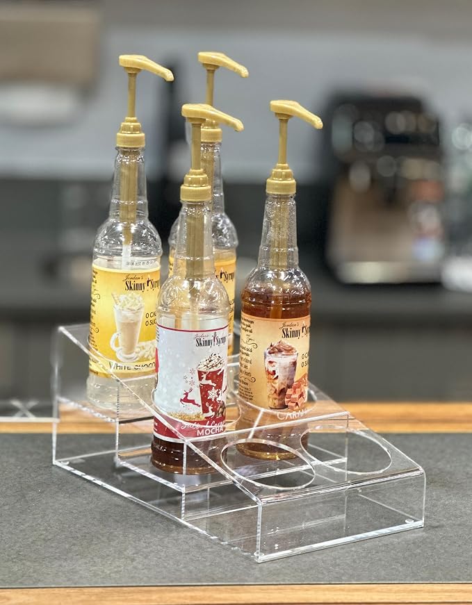 Designstyles Acrylic Coffee Syrup Organizer Rack - 3 Tier 6 Bottles Coffee Syrup Stand Organizer - Clear Acrylic Organizer for Syrups, Wine, Soda and Beer by Designstyles