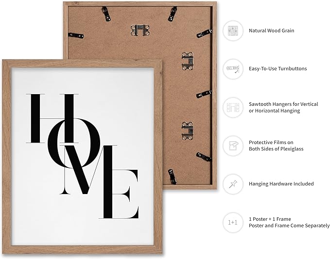 Poster Master Vintage Unique Poster - Retro Minimalist Print - Home, Letters, Typography, Black and White, Simple - Gift for Artist, Friend - Wall Decor for Living Room, Dorm, 11x14 Beige Framed