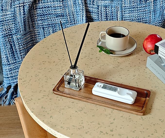 Small Wooden Tray (11.3 x 4.1 inch) 3 Pack, Rectangular Mini Serving Tray for Coffee Tables, Dessert, Snack, Fruit, Acacia Wood Platter for Vegetable, Decor Restaurant