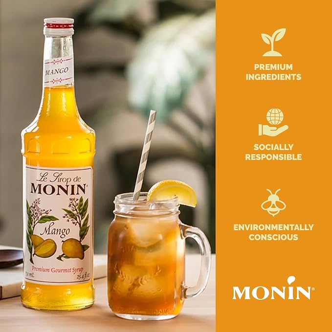 Monin - Mango Syrup | Premium Syrup for Cocktails, Sodas, Lemonades & More | Clean Label with No Artificial Flavors, No Artificial Preservatives (BPA-Free Plastic Bottle, 1 Liter) - Image 5