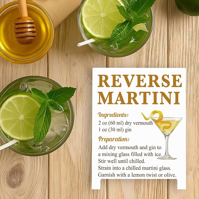 Reverse Martini Recipe Rustic Bar Decor for Home Cafe Farmhouse Cocktail Sign for Kitchen Bar Cart Accessories Mixology Christmas Gift for Bartender Men Women Couple - 5.59 x 4.33 inch Acrylic Sign - Image 5
