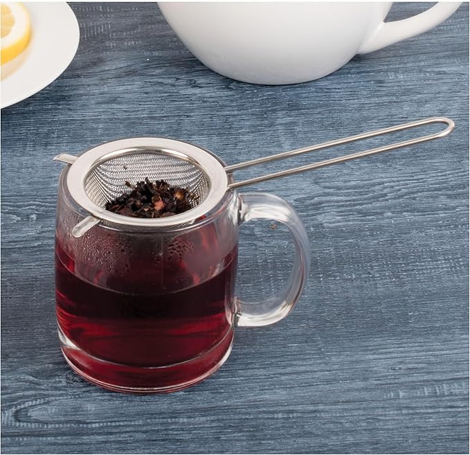 HIC Kitchen Double-Ear Conical Tea Strainer, 18/8 Stainless Steel, 3-Inch, For Straining Brewed Loose Leaf Tea And Mulled Beverages, Set of 2