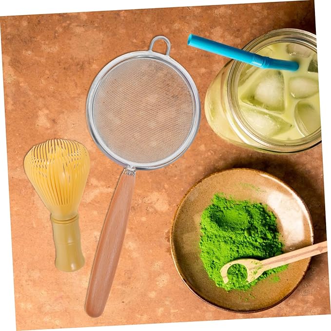 1Set Matcha Tool with Whisk Measuring Spoon and Fine Mesh Strainer for Home and Tea Shop Use Portable Safe and Practical Accessories for Smooth Matcha and Milk Tea