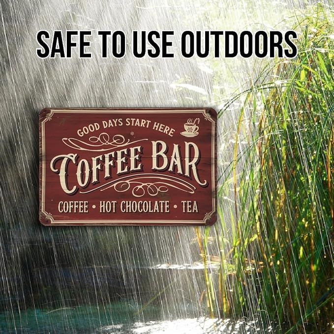 Vintage “Coffee Bar” Metal Sign – Retro Café Wall Art With Red Distressed Background, Rustic Kitchen Or Coffee Station Decor 8x12