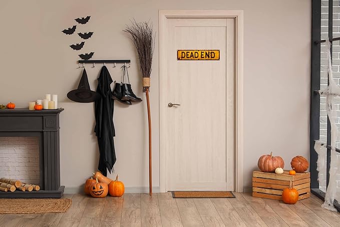 Vintage Tin Halloween Sign Retro Metal Dead End Signs For Home Decor Stylish Wall Art Plaques Gift For Home Bathroom Kitchen And Gothic Wall Decor In Every Room 4x16 In