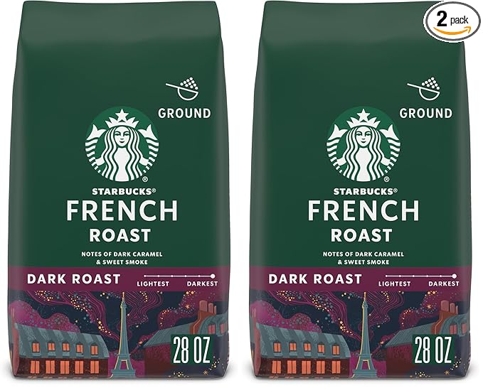 Starbucks Ground Coffee, Dark Roast Hot or Iced Coffee, French Roast, 28 oz (Pack of 2)
