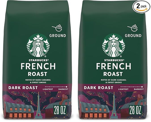 Starbucks Ground Coffee, Dark Roast Hot or Iced Coffee, French Roast, 28 oz (Pack of 2)