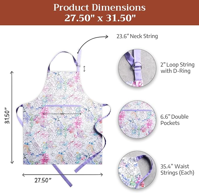 Maison d' Hermine 100% Cotton Apron for women with Pocket Kitchen Chef Apron for Men Cooking Mothers Day Gifts - Image 7