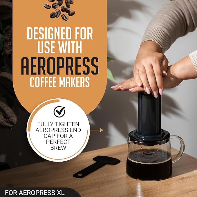 HEXNUB - Reusable Metal Filters for AeroPress XL Coffee Maker, Stainless Steel Filter Fits AeroPress XL Cafe Press, Fuller Bodied Coffee Than Paper Filters - SILVER 2 PACK