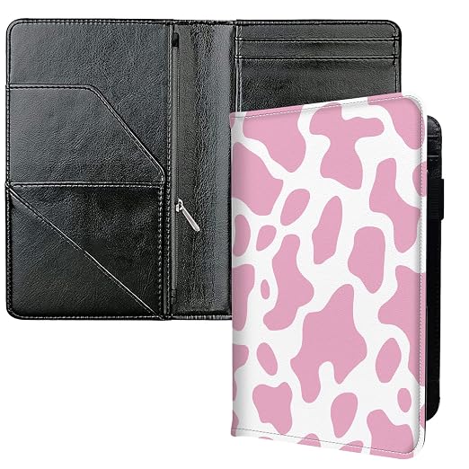 Server Books for Waitress, with 7 Large Pockets, Waiter Serving Book, Waitstaff Server Order Pads, Cute PU Leather Server Book with Pen Holder Fit Server Apron, Pink Cow Prints by Unknown