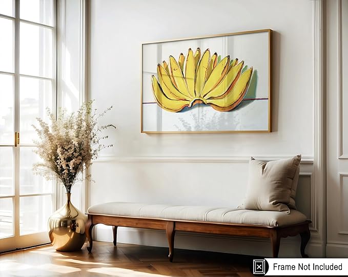 Poster Master Vintage Food & Drink Poster - Retro Banana Oil Painting Print - Banana Art - Gift for Vegan, Vegetarian, Foodies - Perfect Decor for Bakery, Home, Kitchen - 11x14 UNFRAMED Wall Art