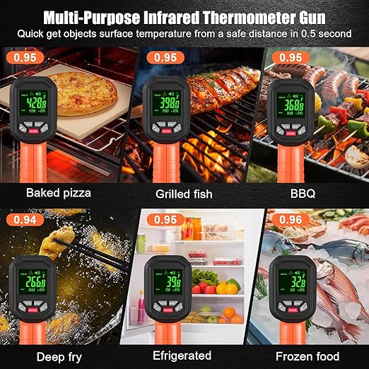 50:1-58°F ~3272°F FKM Infrared Thermometer High Temperature Gun,Non Contact Digital IR Temp Gun,High Precision Laser Thermometer Gun for Cooking,Kilns,Forges,Engine,HVAC,Industrial and Home Repair