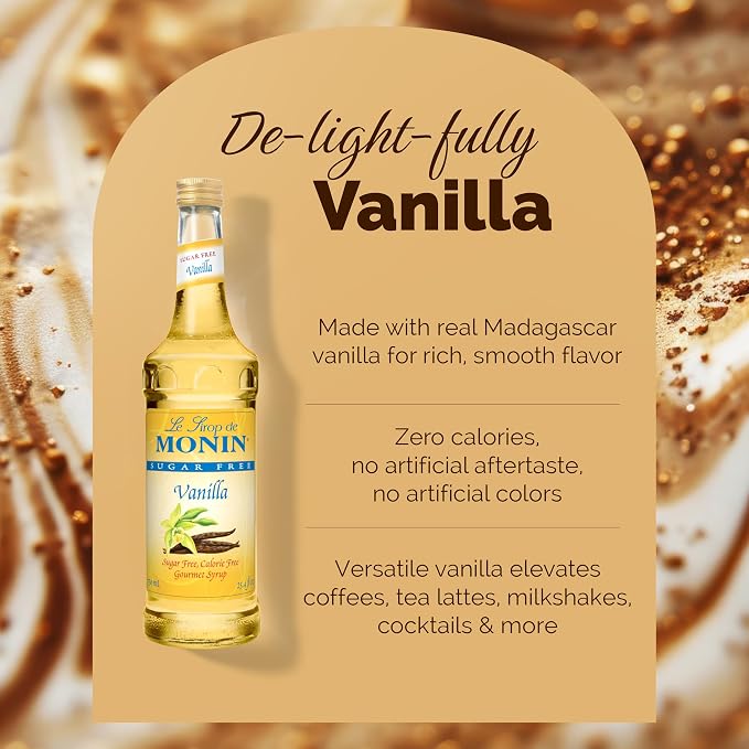 Monin - Sugar Free Vanilla Syrup, Bold Vanilla Bean Flavor, Great for Coffee, Cocktails, & Lattes, Gluten-Free, Non-GMO (750 ml) - Image 3